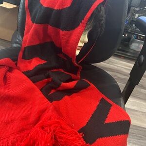 DKNY Red and Black Knit Accessory
